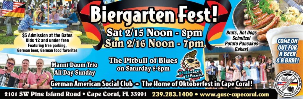 Join us for an authentic Bavarian experience at the Biergartenfest, hosted at the German American Social Club on February 15th and 16th! Enjoy delicious traditional German food, ice-cold beers, live music, and a festive atmosphere. Whether you're a fan of bratwurst, pretzels, or polka tunes, this is the perfect way to kick off the season with friends and family. Don’t miss out on the fun – grab your tickets now and celebrate the spirit of Germany with us!